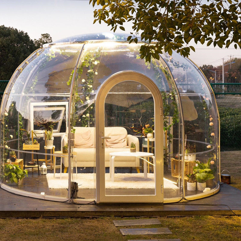 PC Clear Dome Haus Außen Bubble Zelte mit Aluminiumfenster und LED-Licht