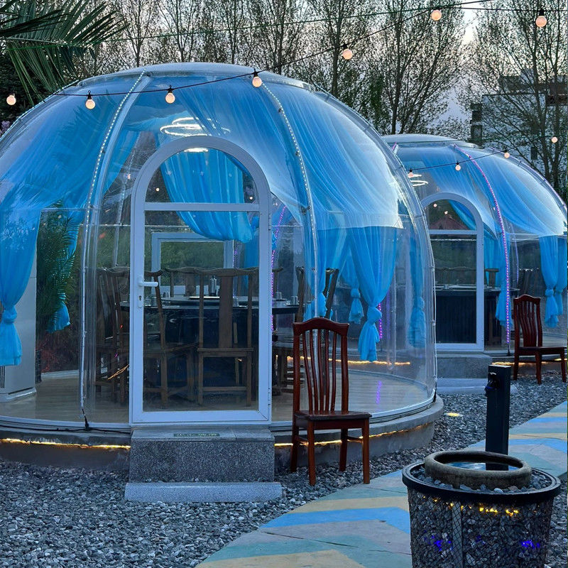 PC Clear Dome Haus Außen Bubble Zelte mit Aluminiumfenster und LED-Licht