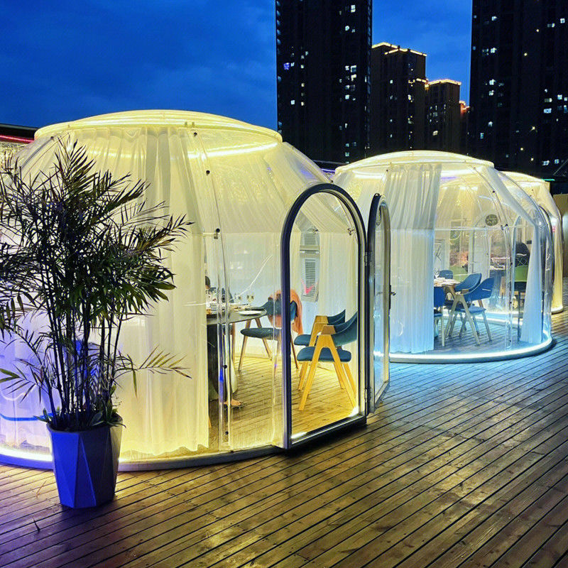 PC Aluminium Material Blasentent Haus 2,8m Höhe Kuppel Zelt Für Outdoor Camping